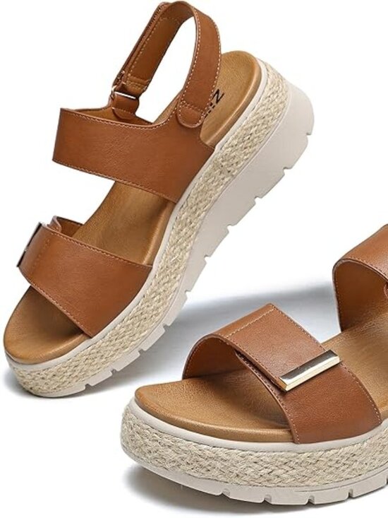 branded Shoes - Espadrille Wedges for Women Platform Sandals Orthopedic Arch Support Wedge Heels
